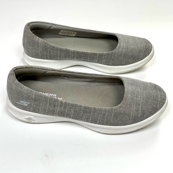 Skechers Size 7 Women's Goga Max Go Step Lite Gray Slip On Ballet Flat Shoes - Picture 4 of 10